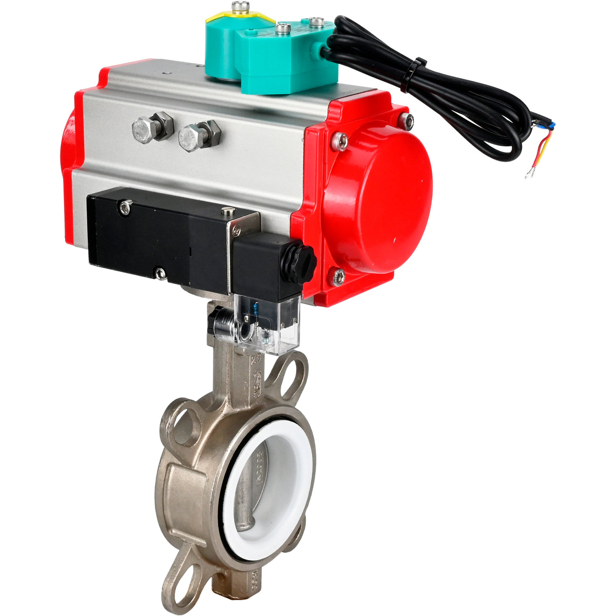 Disc rotary valves Elephant WBV3131P-2W-Fb-H DN50-250 16 bar body - 304 stainless steel, disc - 304 stainless steel, seal - PTFE, with pneumatic actuator PA-DA-XXX, pneumatic distributor 4M310-08 220V and ALS200D magnetic switch