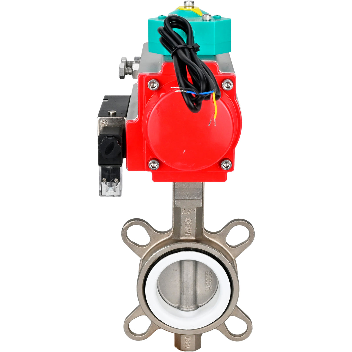 Disc rotary valves Elephant WBV3131P-2W-Fb-H DN50-250 16 bar body - 304 stainless steel, disc - 304 stainless steel, seal - PTFE, with pneumatic actuator PA-DA-XXX, pneumatic distributor 4M310-08 220V and ALS200D magnetic switch