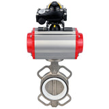Water Butterfly Valve Elephant WBV3131P-2W-Fb-H, body material - Stainless steel AISI 304, disk material - Stainless steel AISI 304, seal - PTFE, pneumatic actuator PA-SA with return springs, 4M310-08 24V, LSU APL-210N