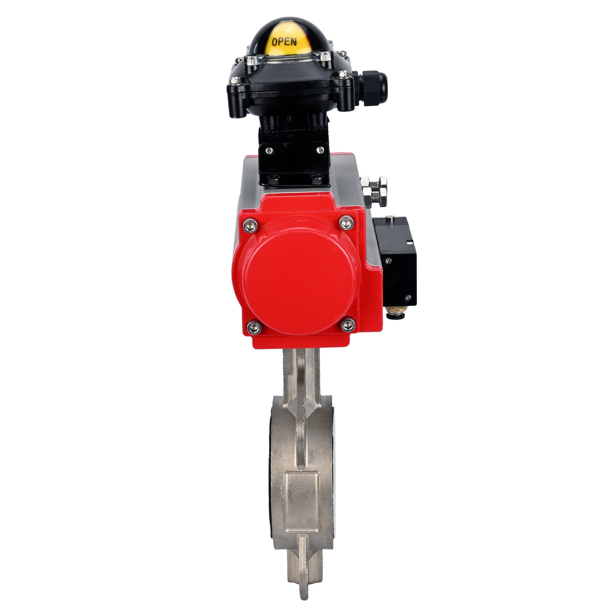 Water Butterfly Valve Elephant WBV3131P-2W-Fb-H, body material - Stainless steel AISI 304, disk material - Stainless steel AISI 304, seal - PTFE, pneumatic actuator PA-SA with return springs, 4M310-08 24V, LSU APL-210N