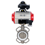 Water Butterfly Valve Elephant WBV3131P-2W-Fb-H, body material - Stainless steel AISI 304, disk material - Stainless steel AISI 304, seal - PTFE, pneumatic actuator PA-SA with return springs, 4M310-08 24V, LSU APL-210N