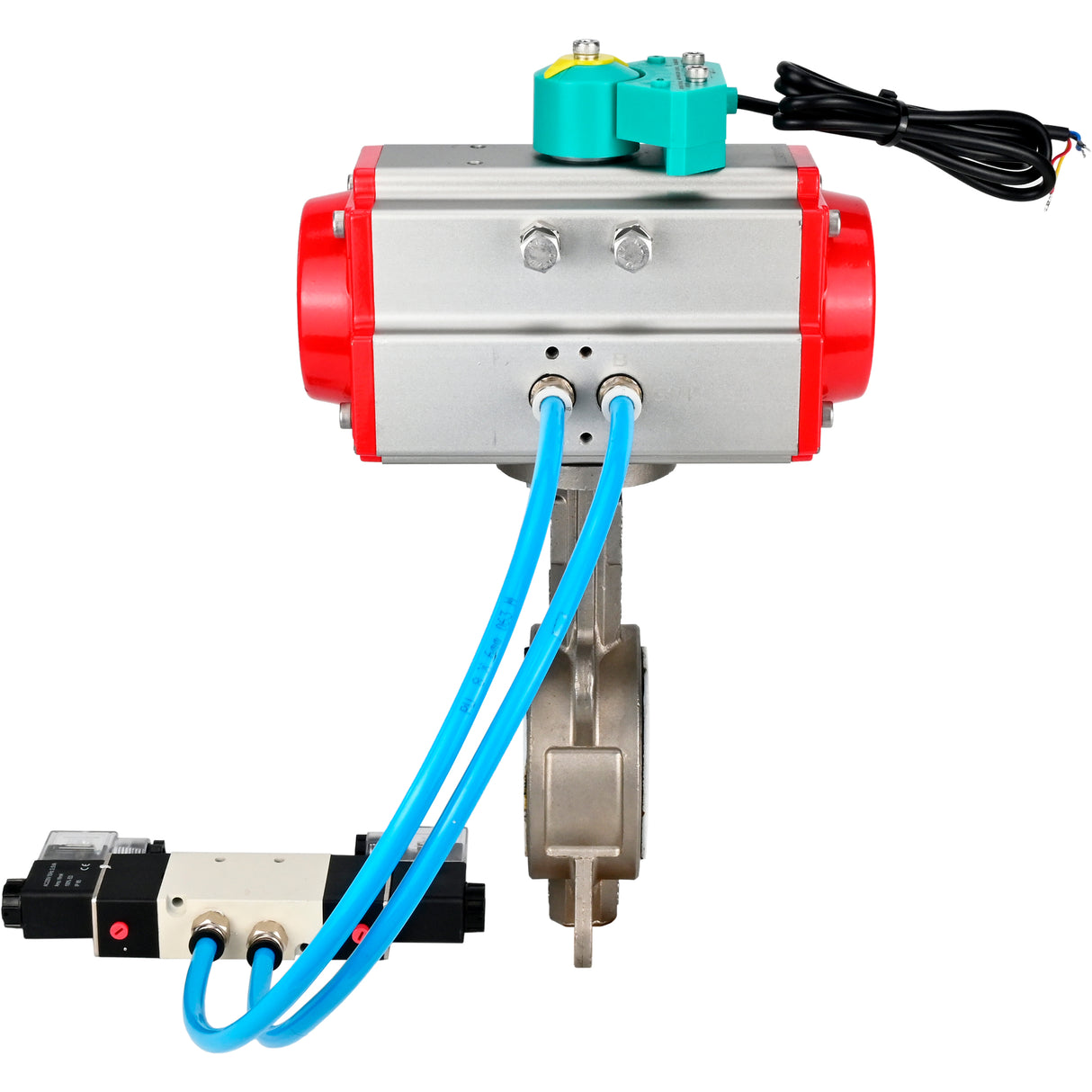 Disc rotary valves Elephant WBV3131P-2W-Fb-H DN50-250 16 bar body - 304 stainless steel, disc - 304 stainless steel, seal - PTFE, with pneumatic actuator PA-DA-XXX, pneumatic distributor 4V320-08 220V and ALS200D magnetic switch