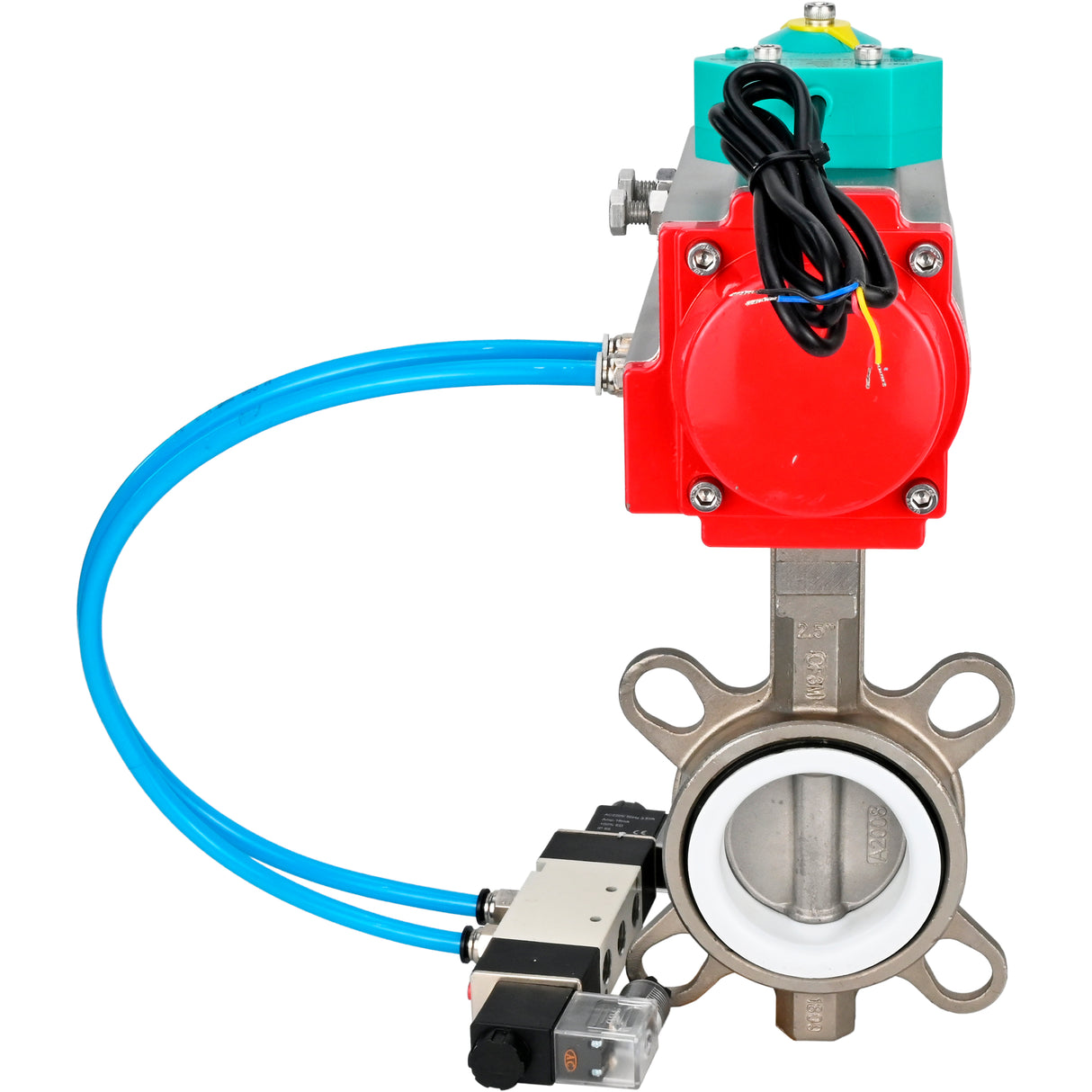 Disc rotary valves Elephant WBV3131P-2W-Fb-H DN50-250 16 bar body - 304 stainless steel, disc - 304 stainless steel, seal - PTFE, with pneumatic actuator PA-DA-XXX, pneumatic distributor 4V320-08 220V and ALS200D magnetic switch