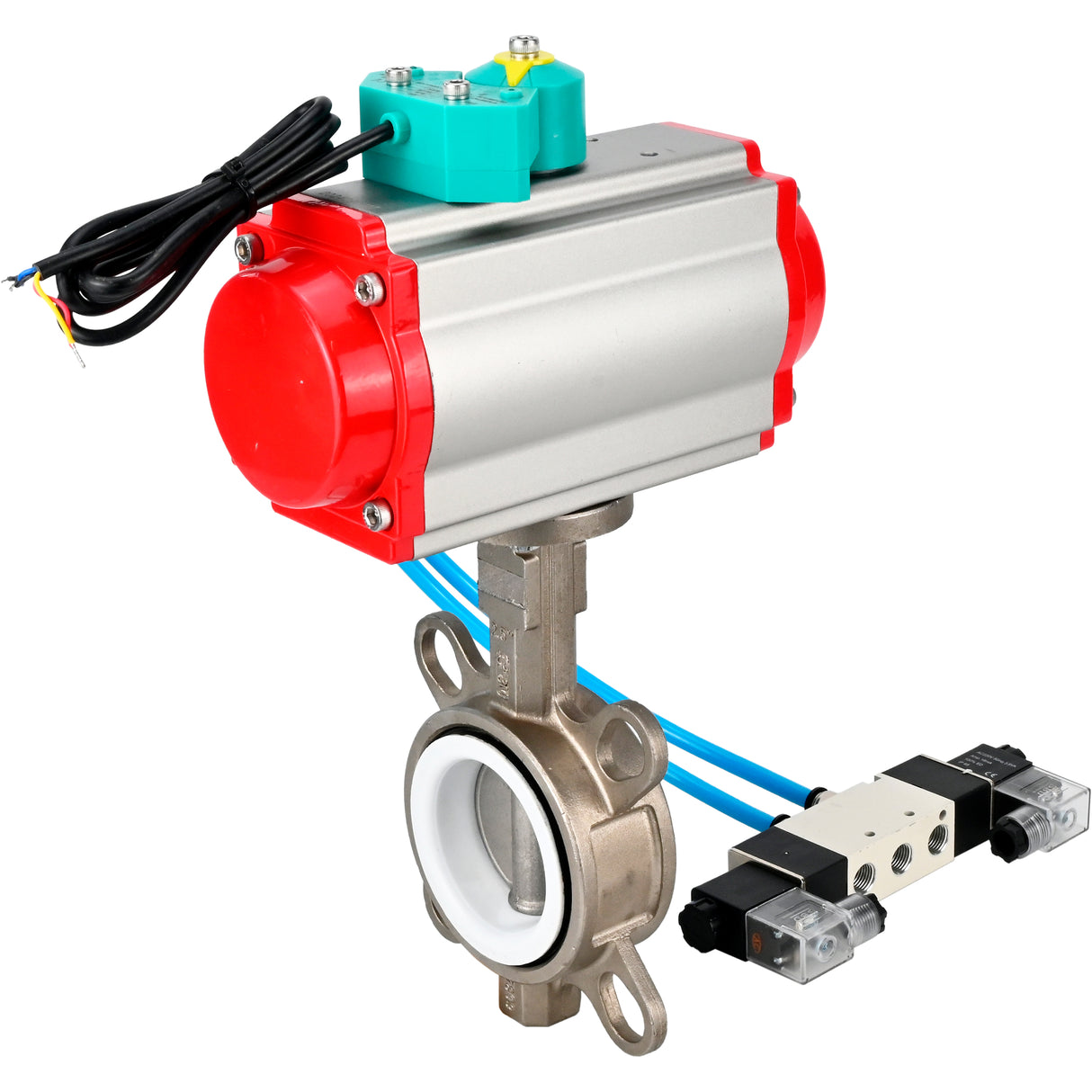 Disc rotary valves Elephant WBV3131P-2W-Fb-H DN50-250 16 bar body - 304 stainless steel, disc - 304 stainless steel, seal - PTFE, with pneumatic actuator PA-DA-XXX, pneumatic distributor 4V320-08 220V and ALS200D magnetic switch