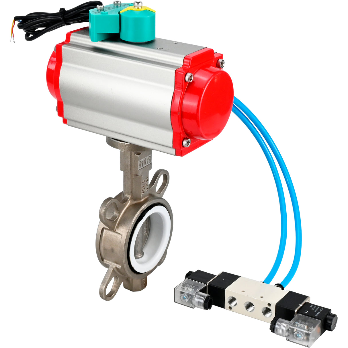 Disc rotary valves Elephant WBV3131P-2W-Fb-H DN50-250 16 bar body - 304 stainless steel, disc - 304 stainless steel, seal - PTFE, with pneumatic actuator PA-DA-XXX, pneumatic distributor 4V320-08 220V and ALS200D magnetic switch