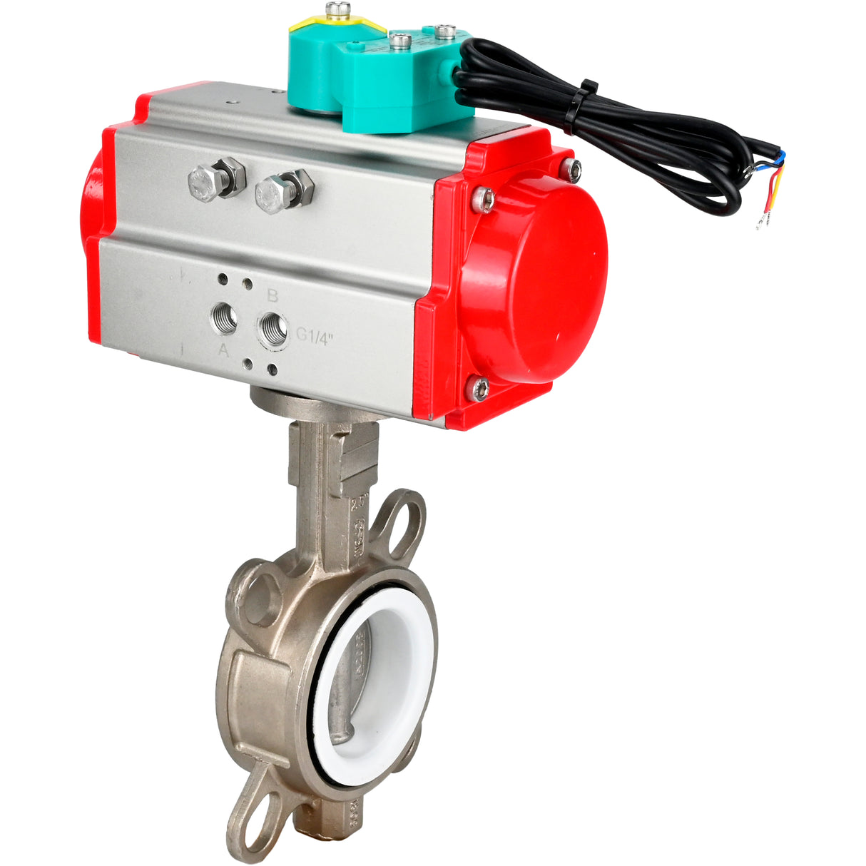 Disc rotary valves Elephant WBV3131P-2W-Fb-H DN50-250 16 bar body - 304 stainless steel, disc - 304 stainless steel, seal - PTFE, with pneumatic drive PA-DA-XXX and ALS200D magnetic switch