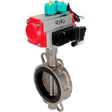 Water Butterfly Valve Elephant WBV3232V-2W-Fb-H DN50-300 16 bar case - 316L stainless steel, disc - 316L stainless steel, seal - Viton, with pneumatic actuator PA-DA-XXX, pneumatic distributor 4M310-08 NAMUR 220V and ALS200D magnetic switch