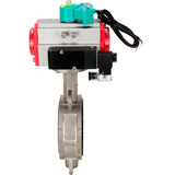 Water Butterfly Valve Elephant WBV3232V-2W-Fb-H DN50-300 16 bar case - 316L stainless steel, disc - 316L stainless steel, seal - Viton, with pneumatic actuator PA-DA-XXX, pneumatic distributor 4M310-08 NAMUR 220V and ALS200D magnetic switch