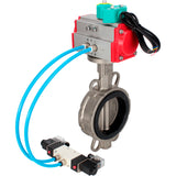 Water Butterfly Valve Elephant WBV3232V-2W-Fb-H DN50-300 16 bar case - 316L stainless steel, disc - 316L stainless steel, seal - Viton, with pneumatic actuator PA-DA-XXX, pneumatic distributor 4V320-10 220V and ALS200D magnetic switch