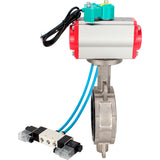 Water Butterfly Valve Elephant WBV3232V-2W-Fb-H DN50-300 16 bar case - 316L stainless steel, disc - 316L stainless steel, seal - Viton, with pneumatic actuator PA-DA-XXX, pneumatic distributor 4V320-10 220V and ALS200D magnetic switch