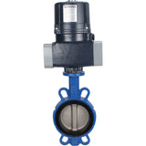 Butterfly valves Elephant WBV3432E-2W-Fb-H interflanged, body - WCB carbon steel, disc - stainless steel 316L, seal - EPDM, with electric quarter turn actuator Elephant QTSA-N-EM-O0-220VAC