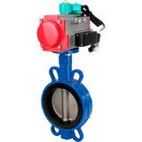Water Butterfly Valve Elephant WBV3432V-2W-Fb-H DN50-300 16 bar body - WCB carbon steel, disc - 316L stainless steel, seal - Viton, with pneumatic actuator PA-DA-XXX, pneumatic distributor 4M310-08 NAMUR 220V and ALS200D magnetic switch