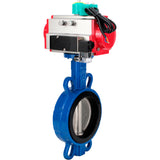 Water Butterfly Valve Elephant WBV3432V-2W-Fb-H DN50-300 16 bar body - WCB carbon steel, disc - 316L stainless steel, seal - Viton, with pneumatic actuator PA-DA-XXX, pneumatic distributor 4M310-08 NAMUR 220V and ALS200D magnetic switch