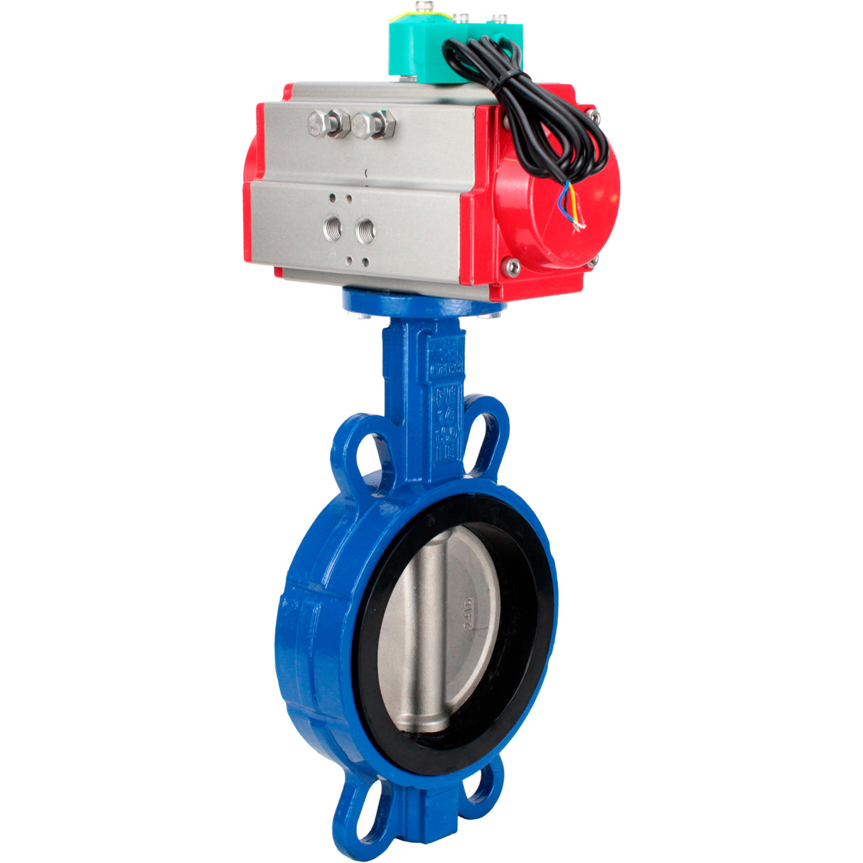 Water Butterfly Valve Elephant WBV3432V-2W-Fb-H DN50-300 16 bar case - 316L stainless steel, disc - 316L stainless steel, seal - Viton, with pneumatic drive PA-DA-XXX and ALS200D magnetic switch