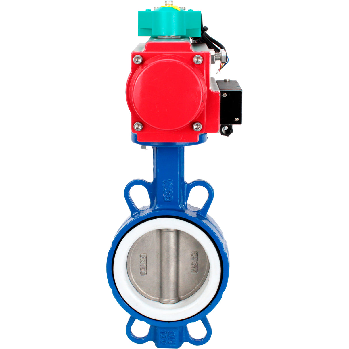 Water Butterfly Valve Elephant WBV3432P-2W-Fb-H DN40-300 16 bar body - WCB carbon steel, disc - 316L stainless steel, seal - PTFE, with pneumatic actuator PA-DA-XXX, pneumatic distributor 4M310-08 NAMUR 24V and ALS200D magnetic switch