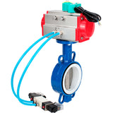 Water Butterfly Valve Elephant WBV3432P-2W-Fb-H DN40-300 16 bar body - WCB carbon steel, disc - 316L stainless steel, seal - PTFE, with pneumatic actuator PA-DA-XXX, pneumatic distributor 4V320-10 220V and ALS200D magnetic switch