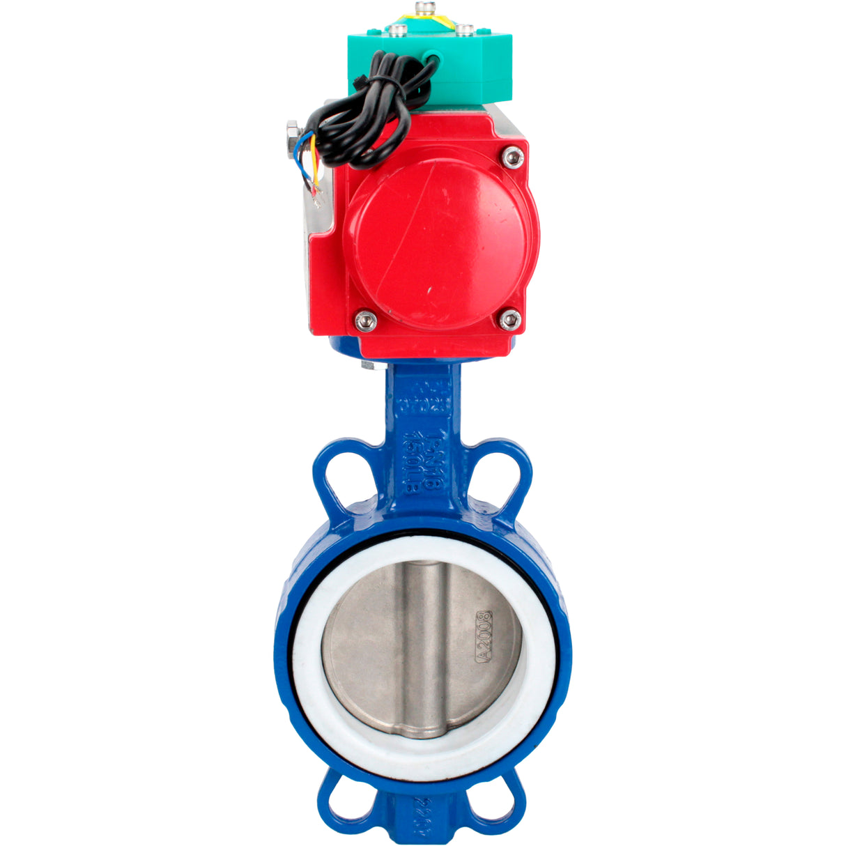 Water Butterfly Valve Elephant WBV3432P-2W-Fb-H DN40-300 16 bar body - WCB carbon steel, disc - 316L stainless steel, seal - PTFE, with pneumatic drive PA-DA-XXX and ALS200D magnetic switch