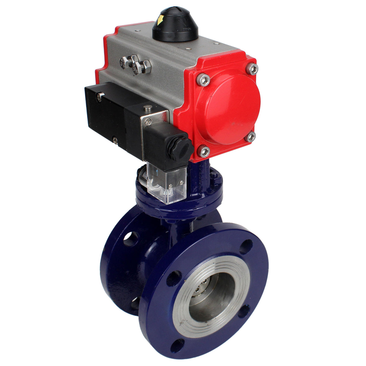 Water Butterfly Valve Elephant WBV3EX-3432M-1W-F-ISO, body material - Carbon steel, disk material - Stainless steel AISI 316, seal - Metal, pneumatic actuator PA-SA with return springs, 4M310-08 24V