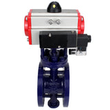 Water Butterfly Valve Elephant WBV3EX-3432M-1W-F-ISO, body material - Carbon steel, disk material - Stainless steel AISI 316, seal - Metal, pneumatic actuator PA-SA with return springs, 4M310-08 24V