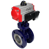 Water Butterfly Valve Elephant WBV3EX-3432M-1W-F-ISO, body material - Carbon steel, disk material - Stainless steel AISI 316, seal - Metal, pneumatic actuator PA-SA with return springs, 4M310-08 220V