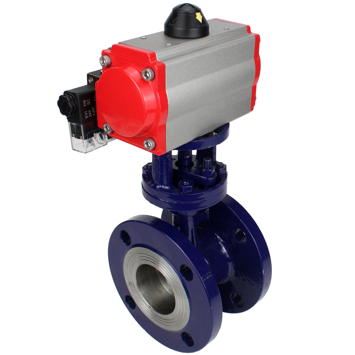 Water Butterfly Valve Elephant WBV3EX-3432M-1W-F-ISO, body material - Carbon steel, disk material - Stainless steel AISI 316, seal - Metal, pneumatic actuator PA-SA with return springs, 4M310-08 220V