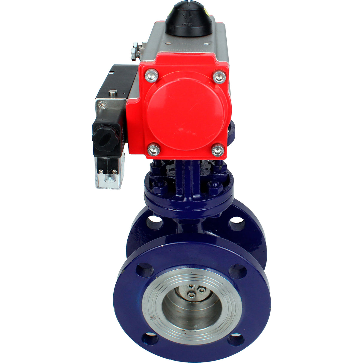 Water Butterfly Valve Elephant WBV3EX-3432M-1W-F-ISO, body material - Carbon steel, disk material - Stainless steel AISI 316, seal - Metal, pneumatic actuator PA-SA with return springs, 4M310-08 220V