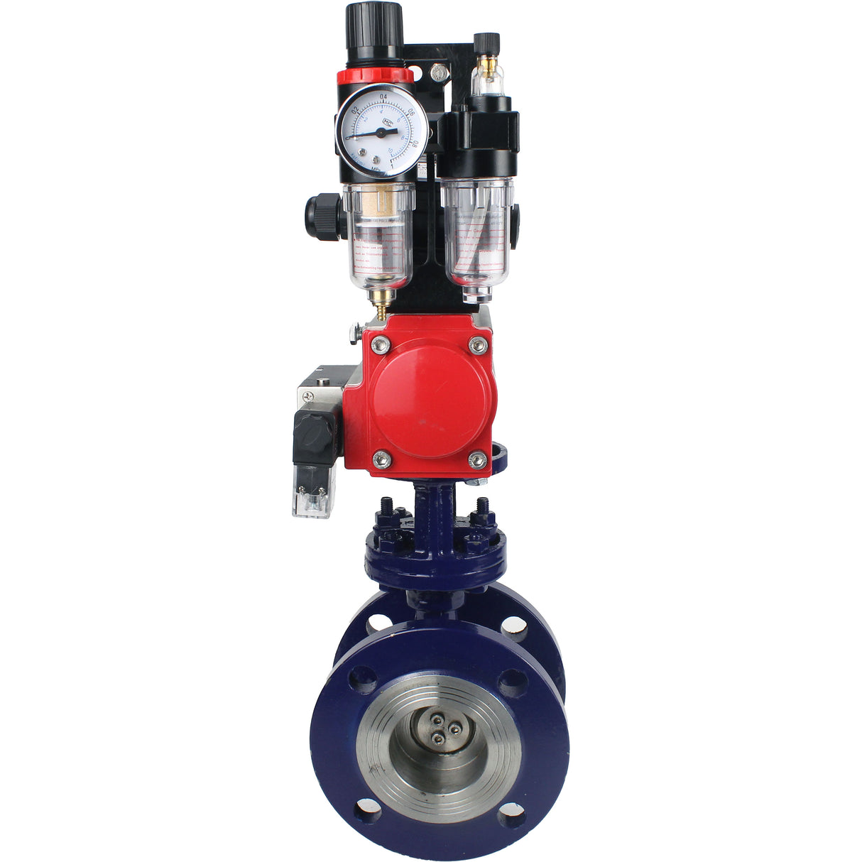 Water Butterfly Valve Elephant WBV3EX-3432M-1W-F-ISO, body material - Carbon steel, disk material - Stainless steel AISI 316, seal - Metal, pneumatic actuator PA-SA with return springs, 4M310-08 220V, BKV APL-210N BPV AFC2000