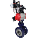 Water Butterfly Valve Elephant WBV3EX-3432M-1W-F-ISO, body material - Carbon steel, disk material - Stainless steel AISI 316, seal - Metal, pneumatic actuator PA-SA with return springs, 4M310-08 24V, LSU APL-210N ATU AFC2000