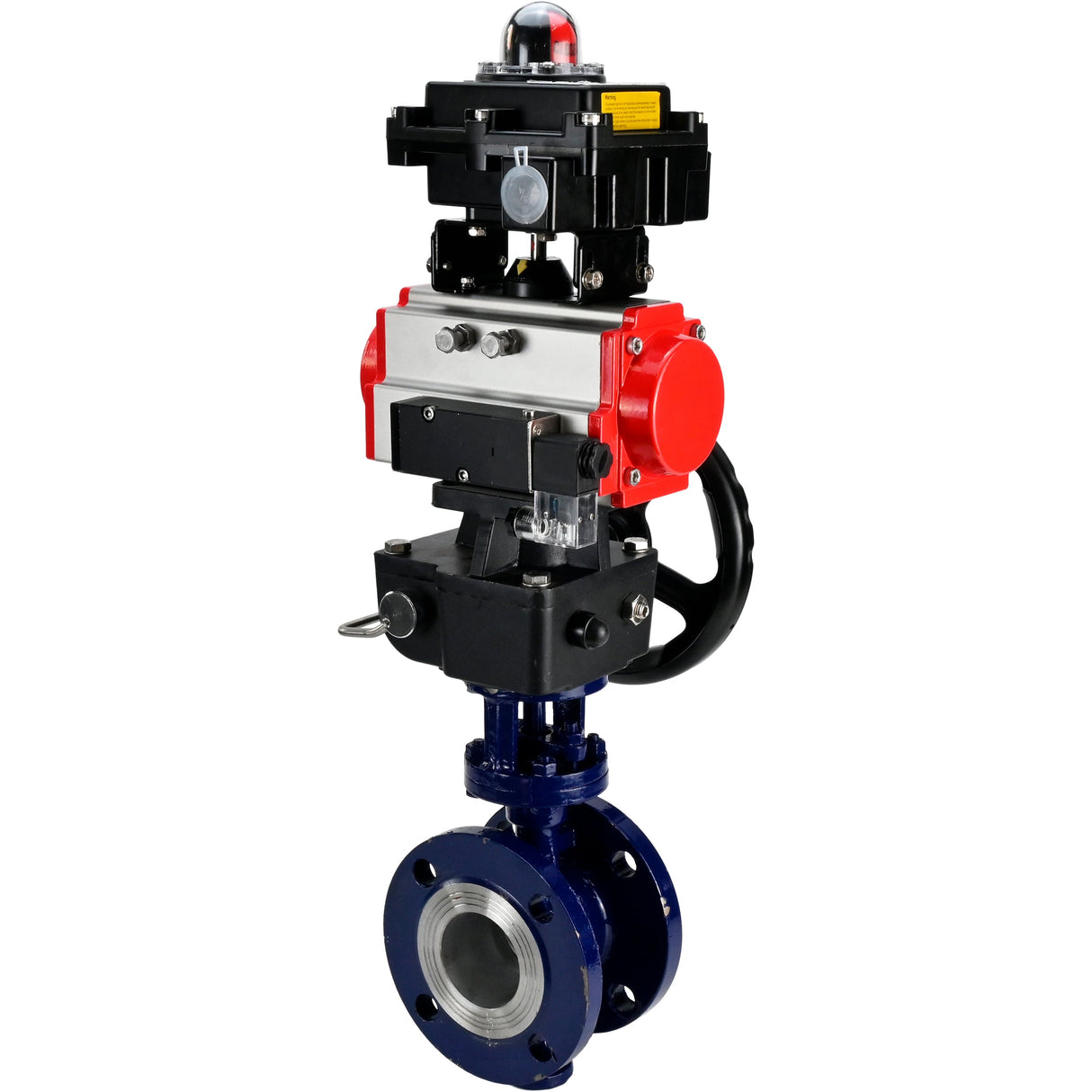 Water Butterfly Valve Elephant WBV3EX-3432M-1W-F-ISO, body material - Carbon steel, disk material - Stainless steel AISI 316, seal - Metal, pneumatic actuator PA-DA double action, 4M310-08 24V, LSU APL-410N EX, handwheel MON