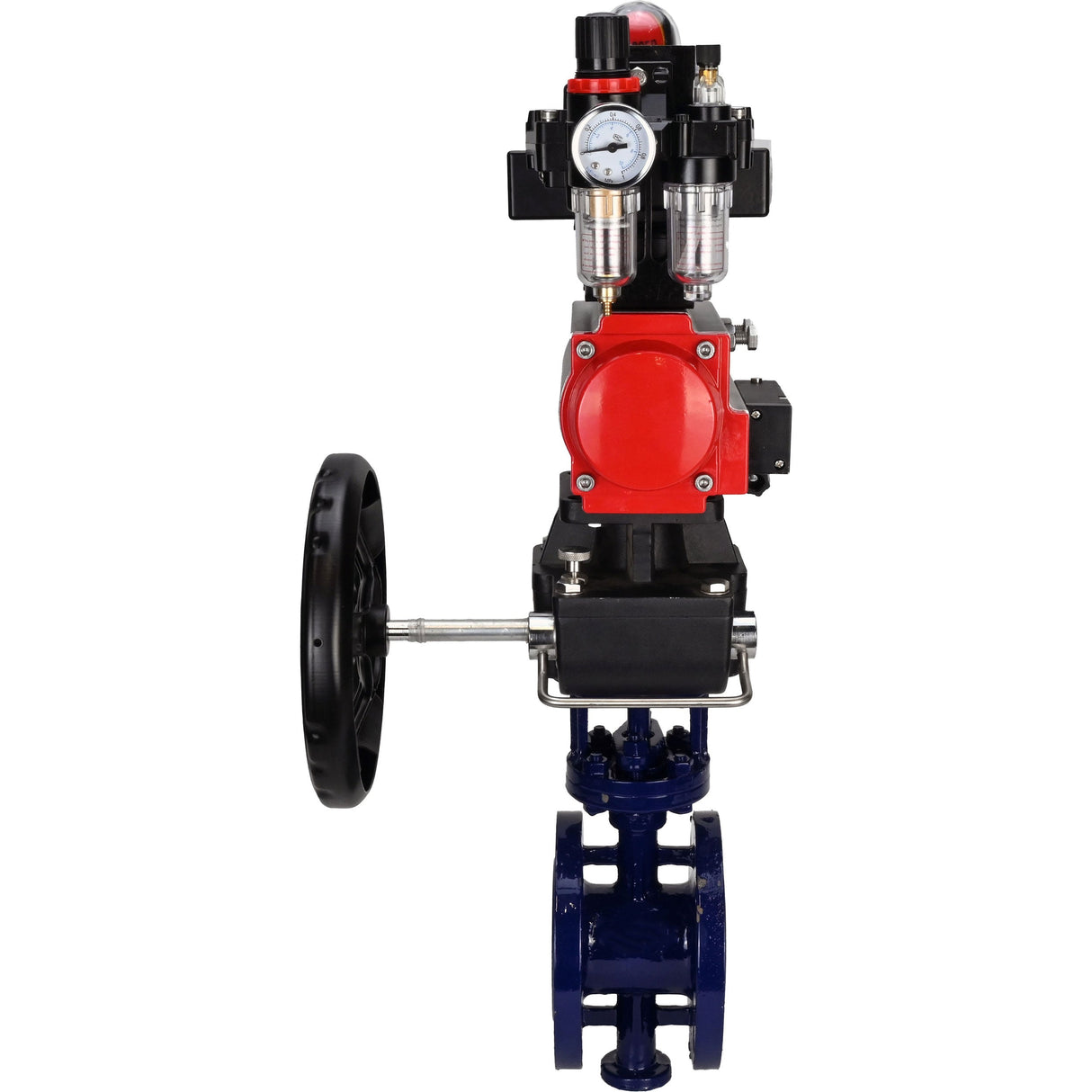 Water Butterfly Valve Elephant WBV3EX-3432M-1W-F-ISO, body material - Carbon steel, disk material - Stainless steel AISI 316, seal - Metal, pneumatic actuator PA-DA double action, 4M310-08 220V, LSU APL-410N EX, handwheel MON, ATU AFC2000