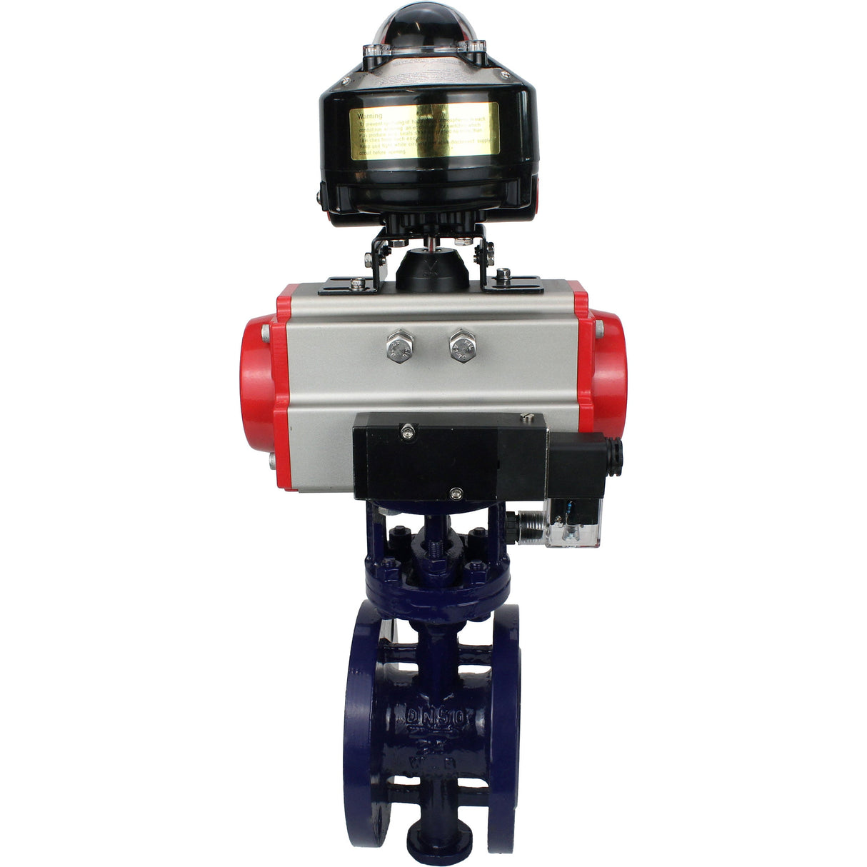 Water Butterfly Valve Elephant WBV3EX-3432M-1W-F-ISO, body material - Carbon steel, disk material - Stainless steel AISI 316, seal - Metal, pneumatic actuator PA-SA with return springs, 4M310-08 24V, LSU APL-510N EX