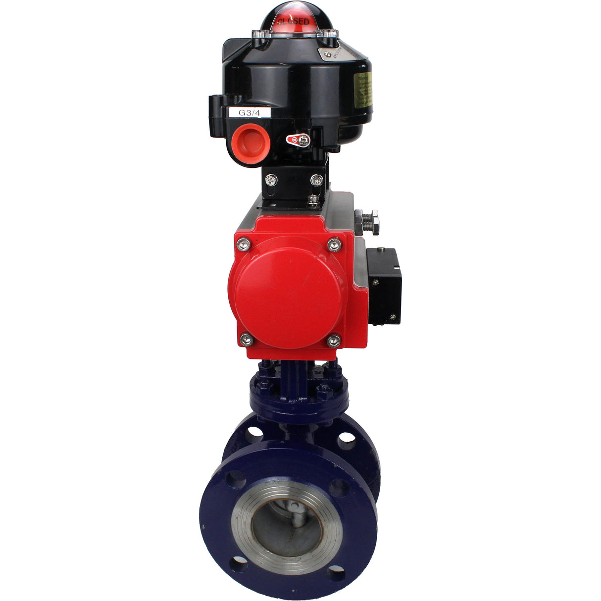 Water Butterfly Valve Elephant WBV3EX-3432M-1W-F-ISO, body material - Carbon steel, disk material - Stainless steel AISI 316, seal - Metal, pneumatic actuator PA-SA with return springs, 4M310-08 24V, LSU APL-510N EX