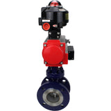 Water Butterfly Valve Elephant WBV3EX-3432M-1W-F-ISO, body material - Carbon steel, disk material - Stainless steel AISI 316, seal - Metal, pneumatic actuator PA-SA with return springs, 4M310-08 24V, LSU APL-510N EX