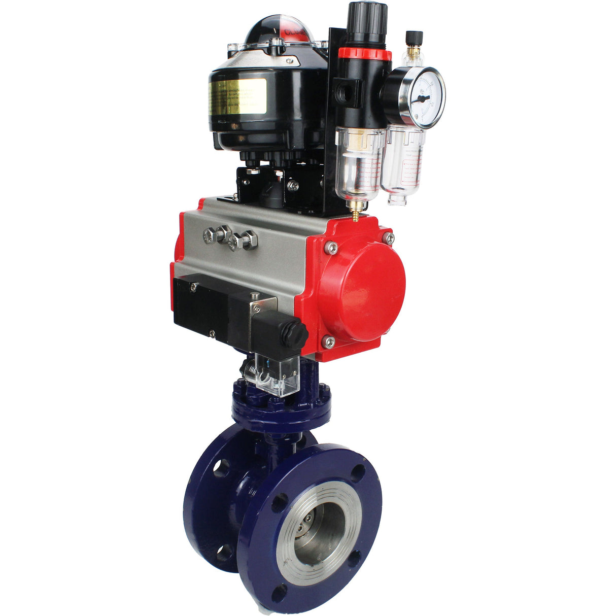 Water Butterfly Valve Elephant WBV3EX-3432M-1W-F-ISO, body material - Carbon steel, disk material - Stainless steel AISI 316, seal - Metal, pneumatic actuator PA-SA with return springs, 4M310-08 220V, LSU APL-510N EX, ATU AFC2000