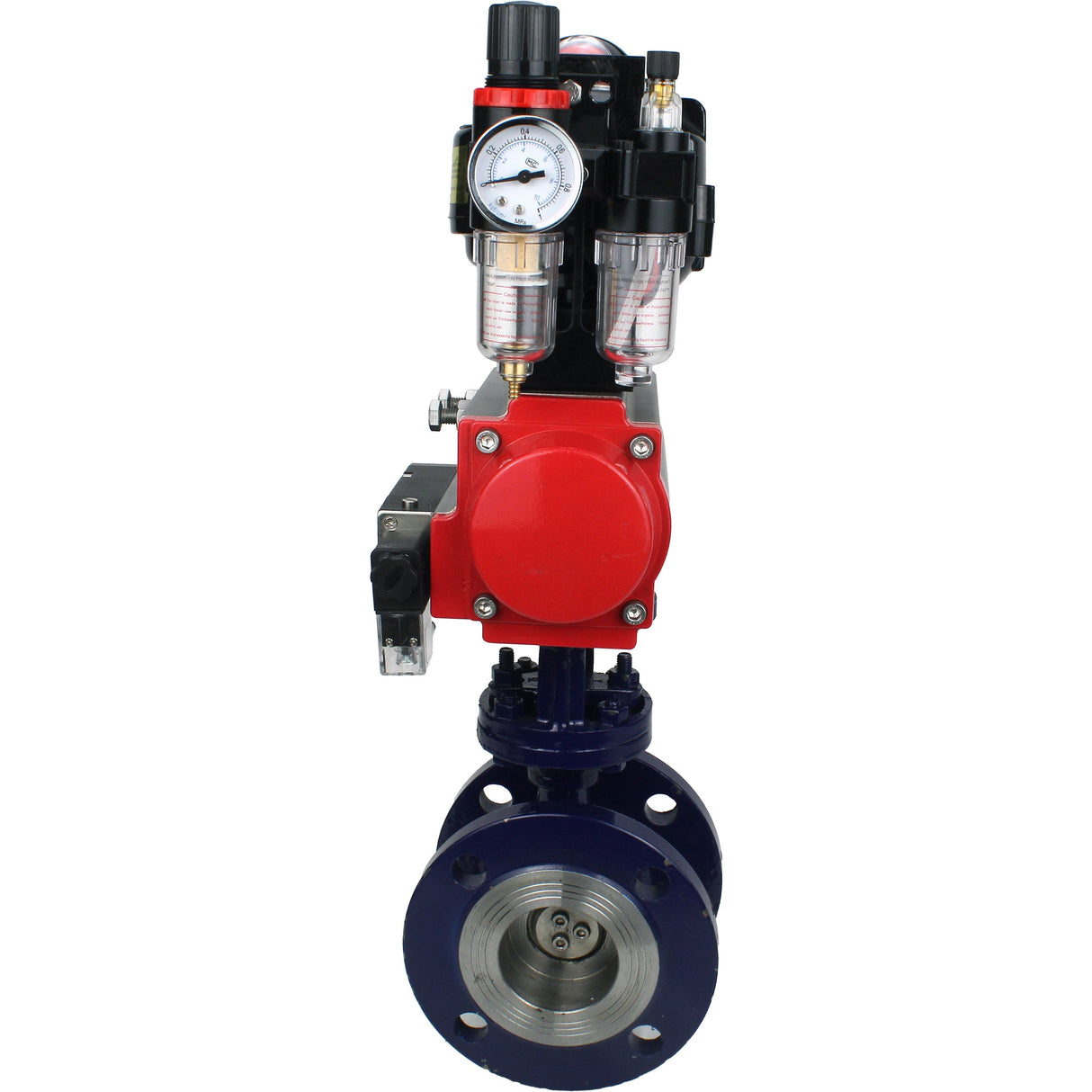 Water Butterfly Valve Elephant WBV3EX-3432M-1W-F-ISO, body material - Carbon steel, disk material - Stainless steel AISI 316, seal - Metal, pneumatic actuator PA-SA with return springs, 4M310-08 220V, LSU APL-510N EX, ATU AFC2000