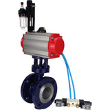 Water Butterfly Valve Elephant WBV3EX-3432M-1W-F-ISO, body material - Carbon steel, disk material - Stainless steel AISI 316, seal - Metal, pneumatic actuator PA-SA with return springs, 4V320-08 220V ATU AFC2000