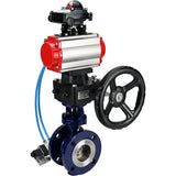 Water Butterfly Valve Elephant WBV3EX-3432M-1W-F-ISO, body material - Carbon steel, disk material - Stainless steel AISI 316, seal - Metal, pneumatic actuator PA-DA double action, 4V320-08 220V, LSU APL-210N, handwheel MON