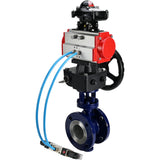 Water Butterfly Valve Elephant WBV3EX-3432M-1W-F-ISO, body material - Carbon steel, disk material - Stainless steel AISI 316, seal - Metal, pneumatic actuator PA-DA double action, 4V320-08 220V, LSU APL-210N, handwheel MON