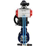 Water Butterfly Valve Elephant WBV3EX-3432M-1W-F-ISO, body material - Carbon steel, disk material - Stainless steel AISI 316, seal - Metal, pneumatic actuator PA-DA double action, 4V320-08 220V, LSU APL-210N, handwheel MON
