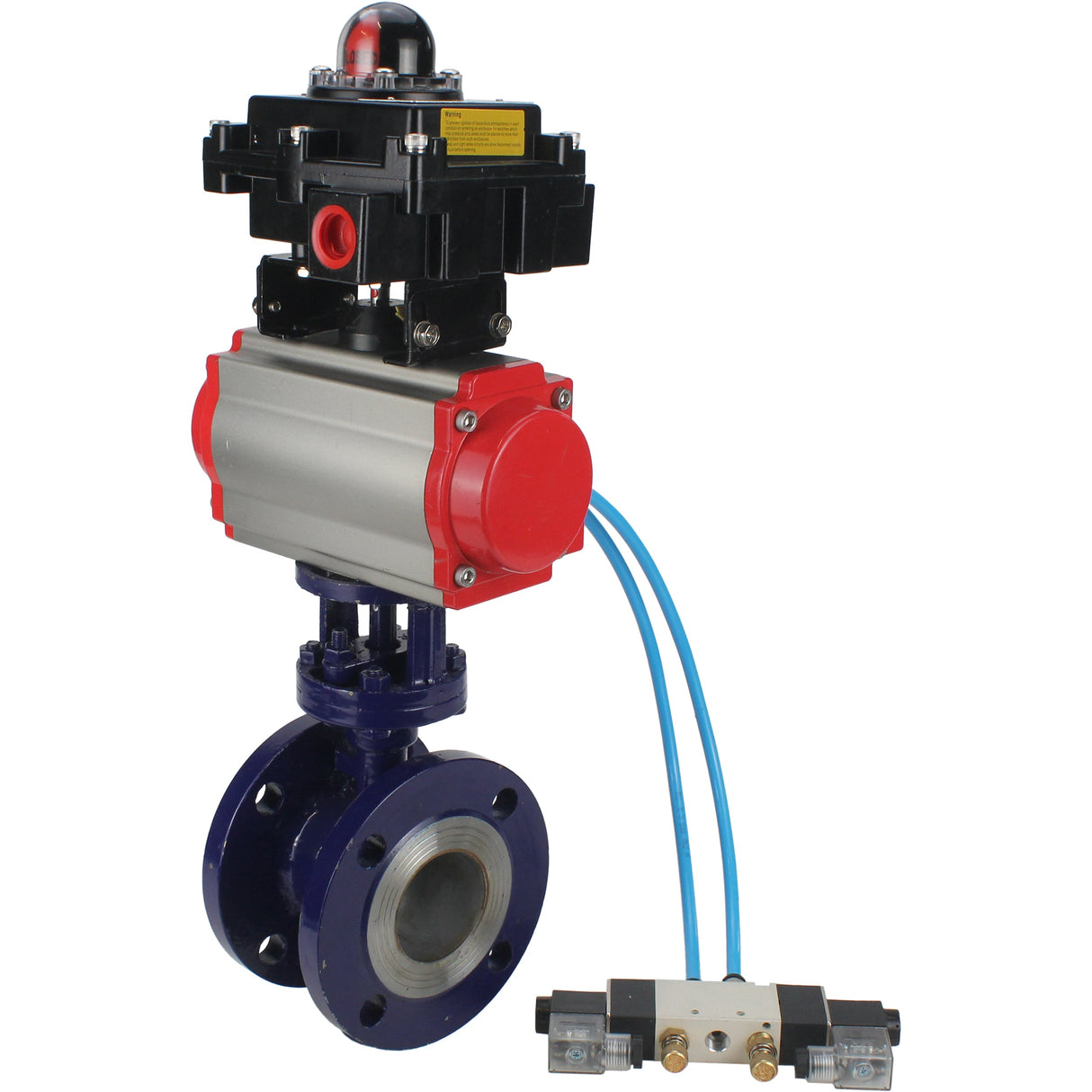 Water Butterfly Valve Elephant WBV3EX-3431M-1W-F-ISO, body material - Carbon steel, disk material - Stainless steel AISI 304, seal - Metal, pneumatic actuator PA-SA with return springs, 4V320-08 220V, LSU APL-410N EX