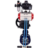 Water Butterfly Valve Elephant WBV3EX-3432M-1W-F-ISO, body material - Carbon steel, disk material - Stainless steel AISI 316, seal - Metal, pneumatic actuator PA-DA double action, 4V320-08 220V, LSU APL-410N EX, handwheel MON, ATU AFC2000