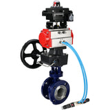 Water Butterfly Valve Elephant WBV3EX-3432M-1W-F-ISO, body material - Carbon steel, disk material - Stainless steel AISI 316, seal - Metal, pneumatic actuator PA-DA double action, 4V320-10 220V, LSU APL-410N EX, handwheel MON