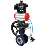 Water Butterfly Valve Elephant WBV3EX-3432M-1W-F-ISO, body material - Carbon steel, disk material - Stainless steel AISI 316, seal - Metal, pneumatic actuator PA-DA double action, 4V320-08 220V, LSU APL-410N EX, handwheel MON
