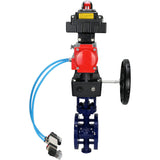 Water Butterfly Valve Elephant WBV3EX-3432M-1W-F-ISO, body material - Carbon steel, disk material - Stainless steel AISI 316, seal - Metal, pneumatic actuator PA-DA double action, 4V320-10 220V, LSU APL-410N EX, handwheel MON