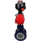 Water Butterfly Valve Elephant WBV3EX-3432M-1W-F-ISO, body material - Carbon steel, disk material - Stainless steel AISI 316, seal - Metal, pneumatic actuator PA-DA double action, LSU APL-510N EX