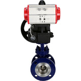 Water Butterfly Valve Elephant WBV3EX-3432M-1W-F-ISO, body material - Carbon steel, disk material - Stainless steel AISI 316, seal - Metal, pneumatic actuator PA-DA double action handwheel MON