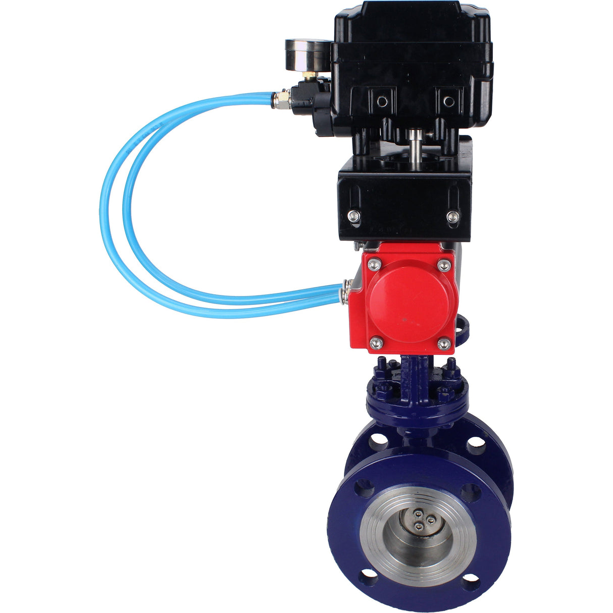 Water Butterfly Valve Elephant WBV3EX-3432M-1W-F-ISO, body material - Carbon steel, disk material - Stainless steel AISI 316, seal - Metal, pneumatic actuator PA-SA with return springs, positioner YT-1000RSN with feedback
