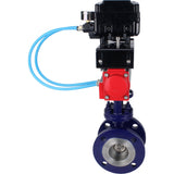Water Butterfly Valve Elephant WBV3EX-3432M-1W-F-ISO, body material - Carbon steel, disk material - Stainless steel AISI 316, seal - Metal, pneumatic actuator PA-SA with return springs, positioner YT-1000RSN with feedback