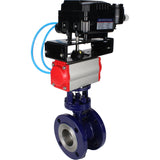 Water Butterfly Valve Elephant WBV3EX-3432M-1W-F-ISO, body material - Carbon steel, disk material - Stainless steel AISI 316, seal - Metal, pneumatic actuator PA-SA with return springs, positioner YT-1000RSN with feedback