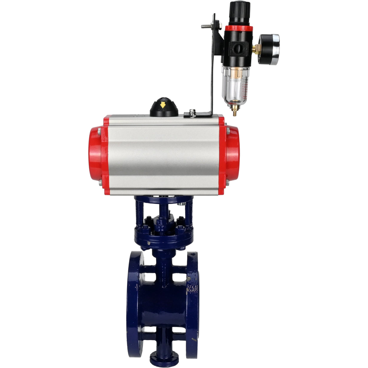 Water Butterfly Valve Elephant WBV3EX-3432M-1W-F-ISO, body material - Carbon steel, disk material - Stainless steel AISI 316, seal - Metal, pneumatic actuator PA-SA with return springs, 4M310-08 24V ATU AFC2000